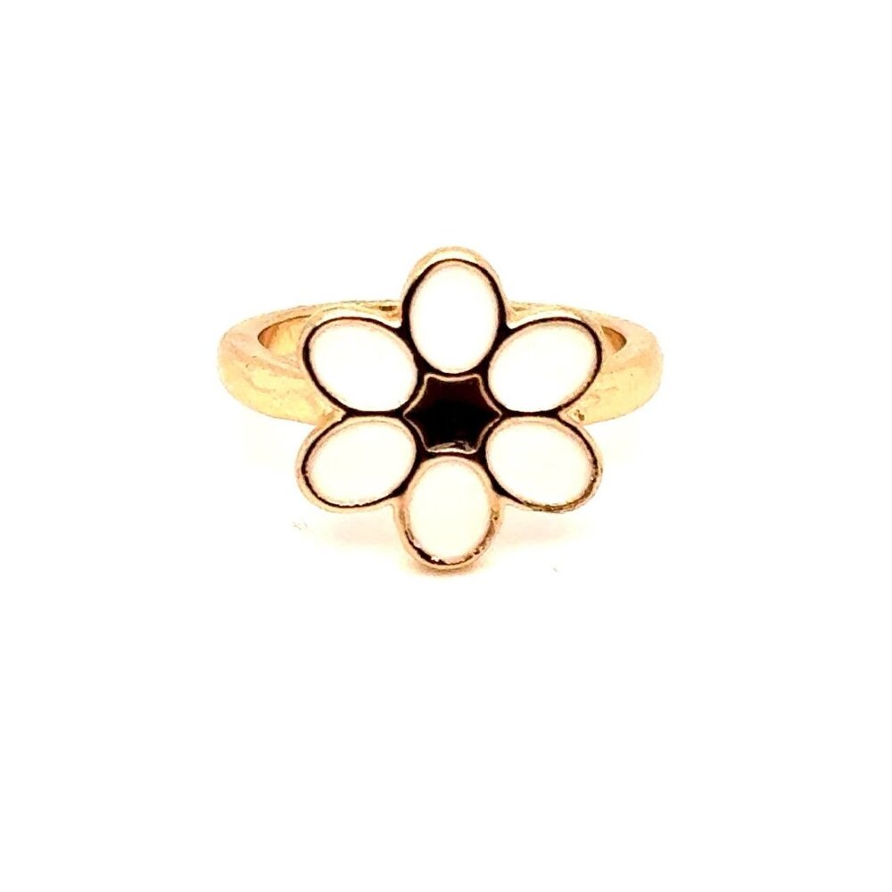 White Enamel‎ Flower Ring